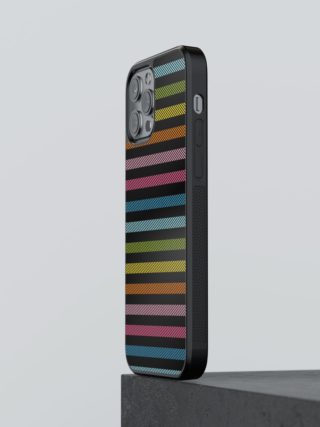 

macmerise Black Printed Stripes All The Way Design iPhone 13 Pro Phone Back Case