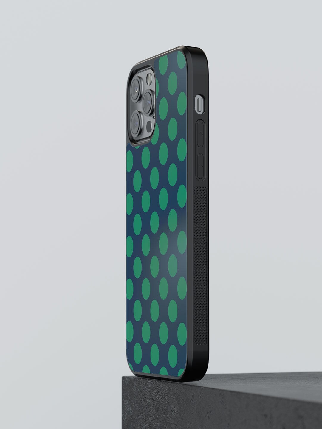 

macmerise Green Printed Polka Dot Design iPhone 13 Pro Phone Back Case, Black