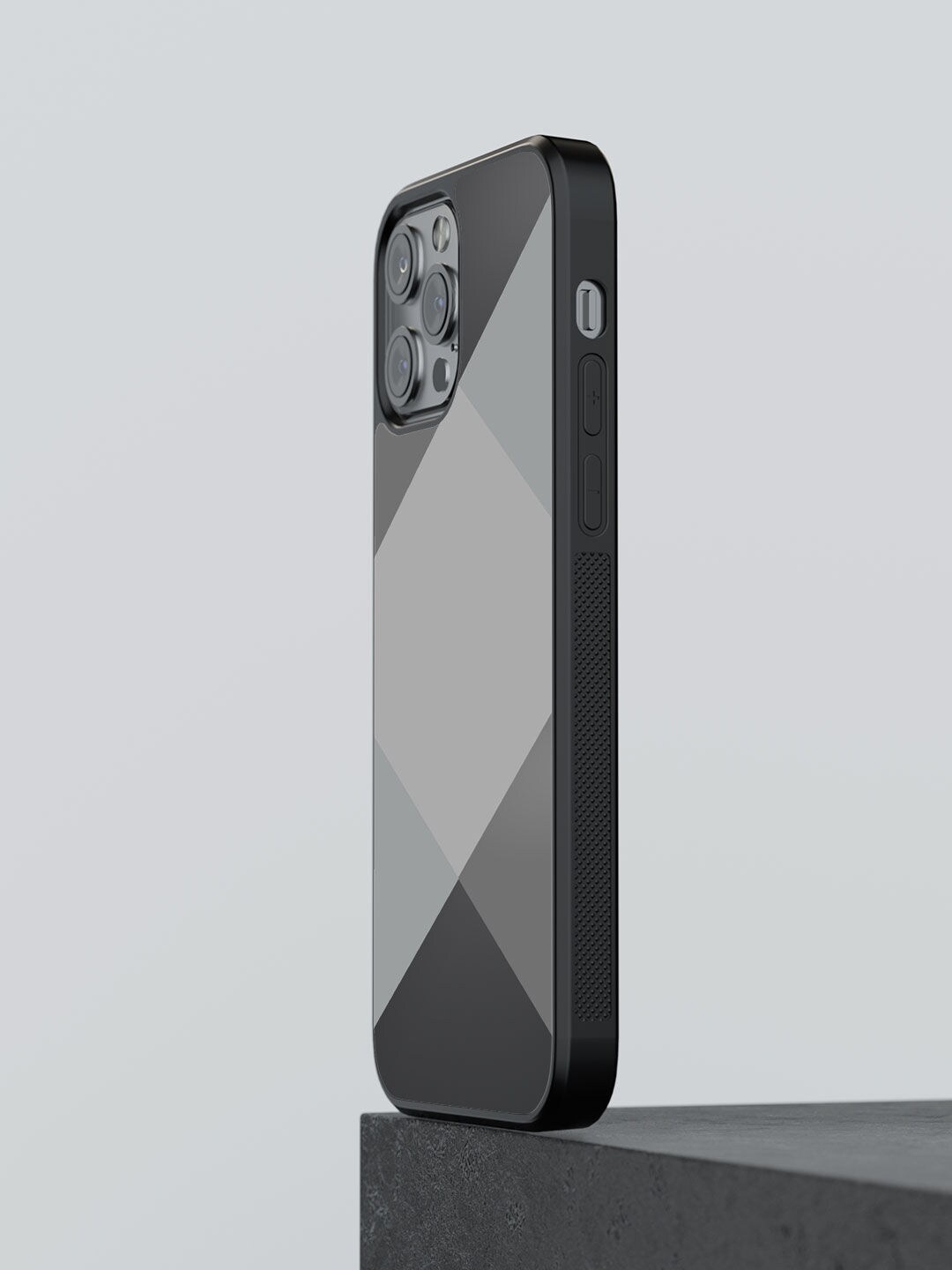 

macmerise Grey Criss Cross Design iPhone 13 Pro Max Bumper Phone Back Case, Grey melange
