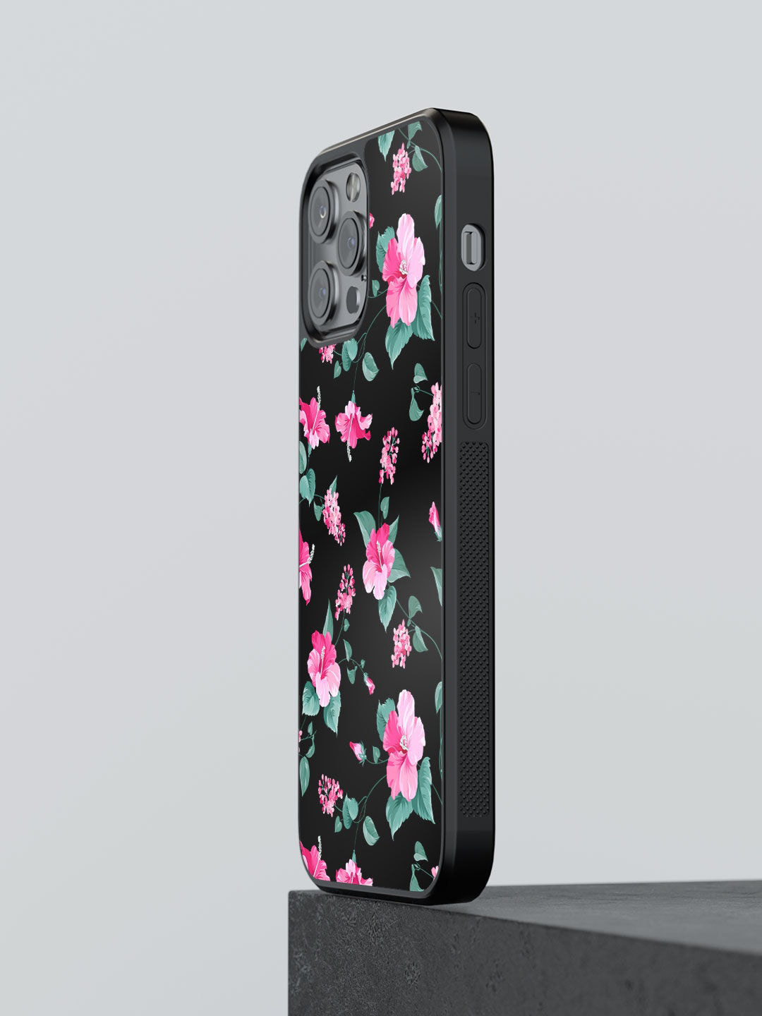 

macmerise Black Printed SK Hibiscus Blush Design iPhone 13 Pro Phone Back Case