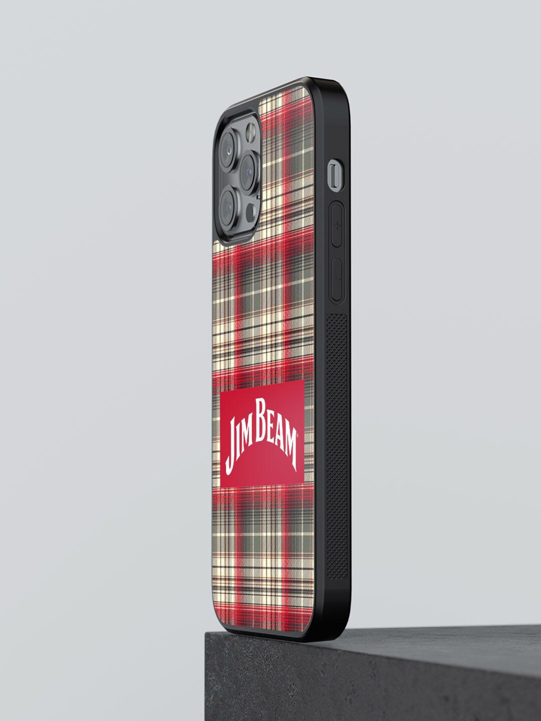 

macmerise Grey & Red Jim Beam Plaid Stripes Design iPhone 13 Pro Max Bumper Phone Back Case
