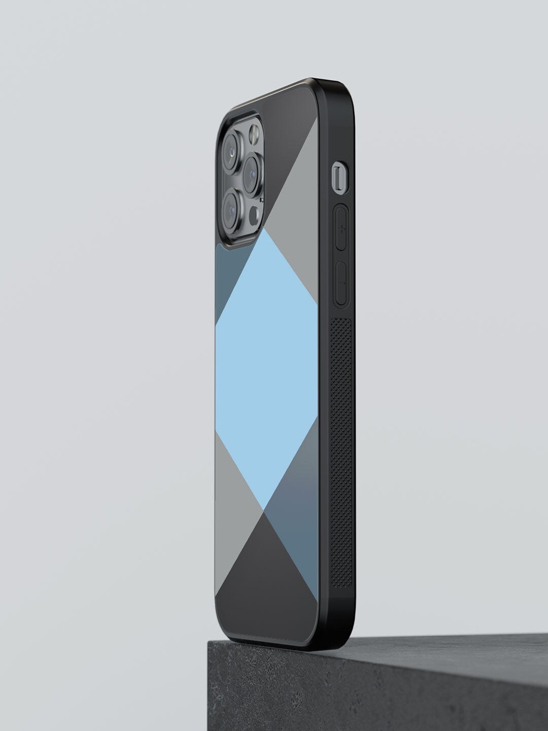 

macmerise Black Printed Criss Cross Blugrey Design iPhone 13 Pro Max Phone Back Case