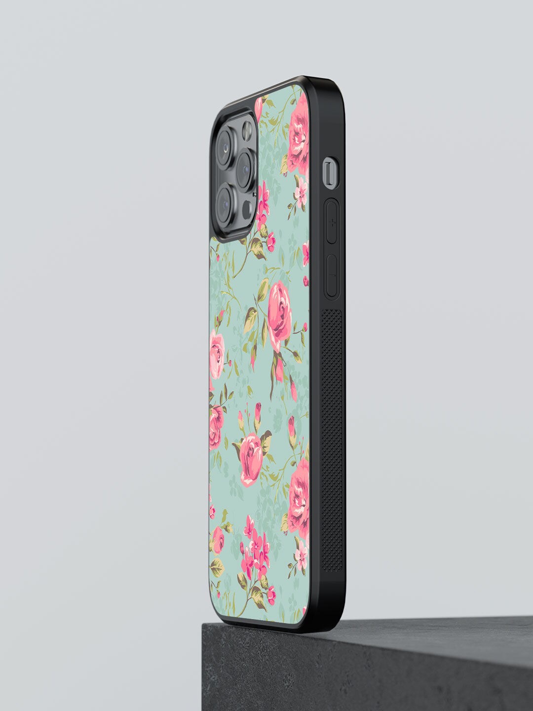 

macmerise Teal & Pink Flowers Design iPhone 13 Pro Back Case