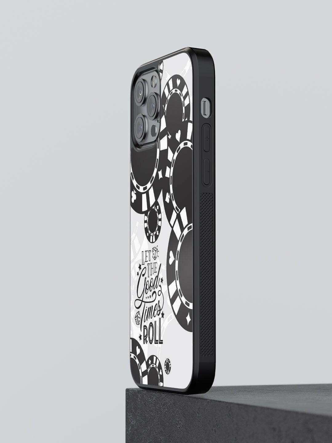 

macmerise Black & Grey Let The Good Times Roll Printed iPhone 13 Pro Max Bumper Mobile Phone Case, White