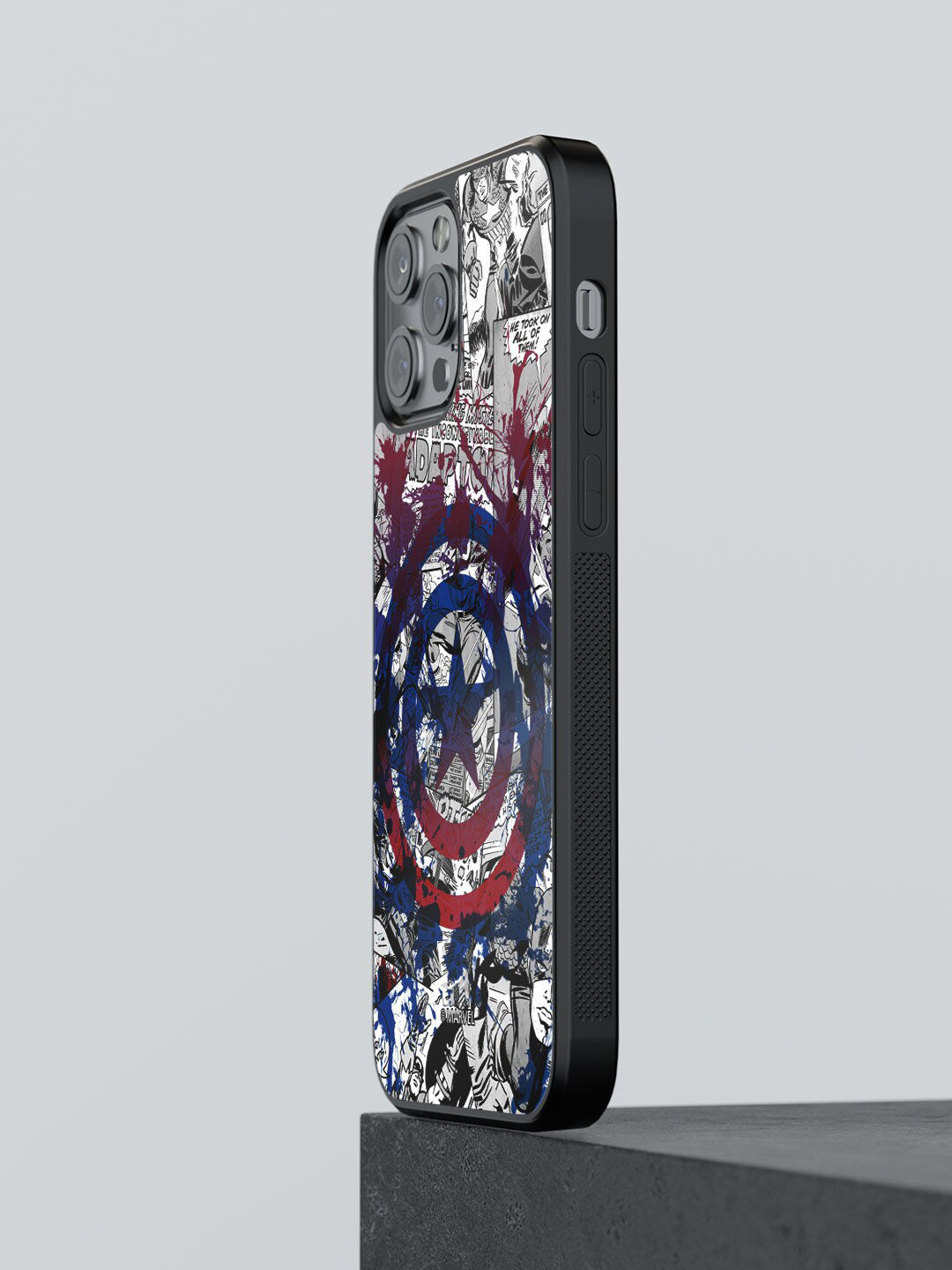 

macmerise Red & Blue Splash Out Shield Design iPhone 13 Pro Bumper Phone Back Case