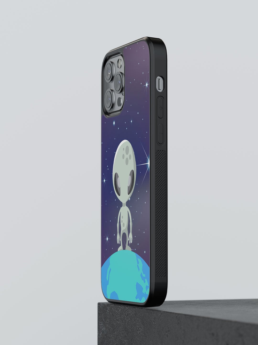 

macmerise Navy Blue & Grey Alien Design iPhone 13 Pro Max Bumper Phone Back Case