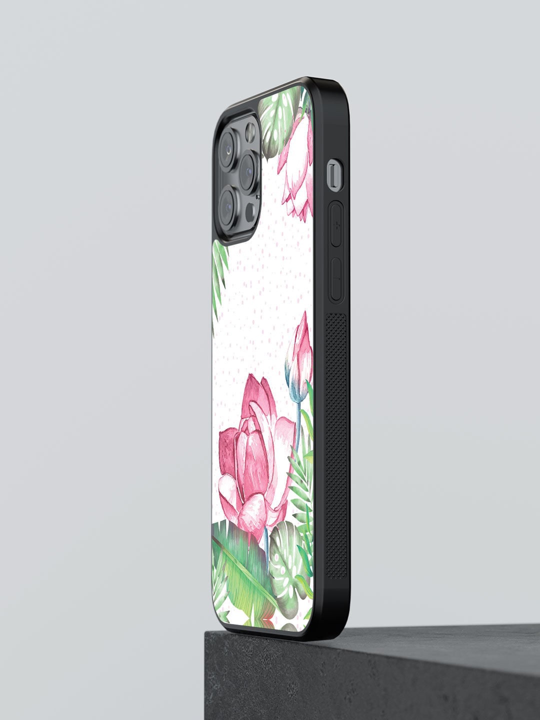 

macmerise White & Pink Laotian Lotus Design iPhone 13 Pro Max Back Case