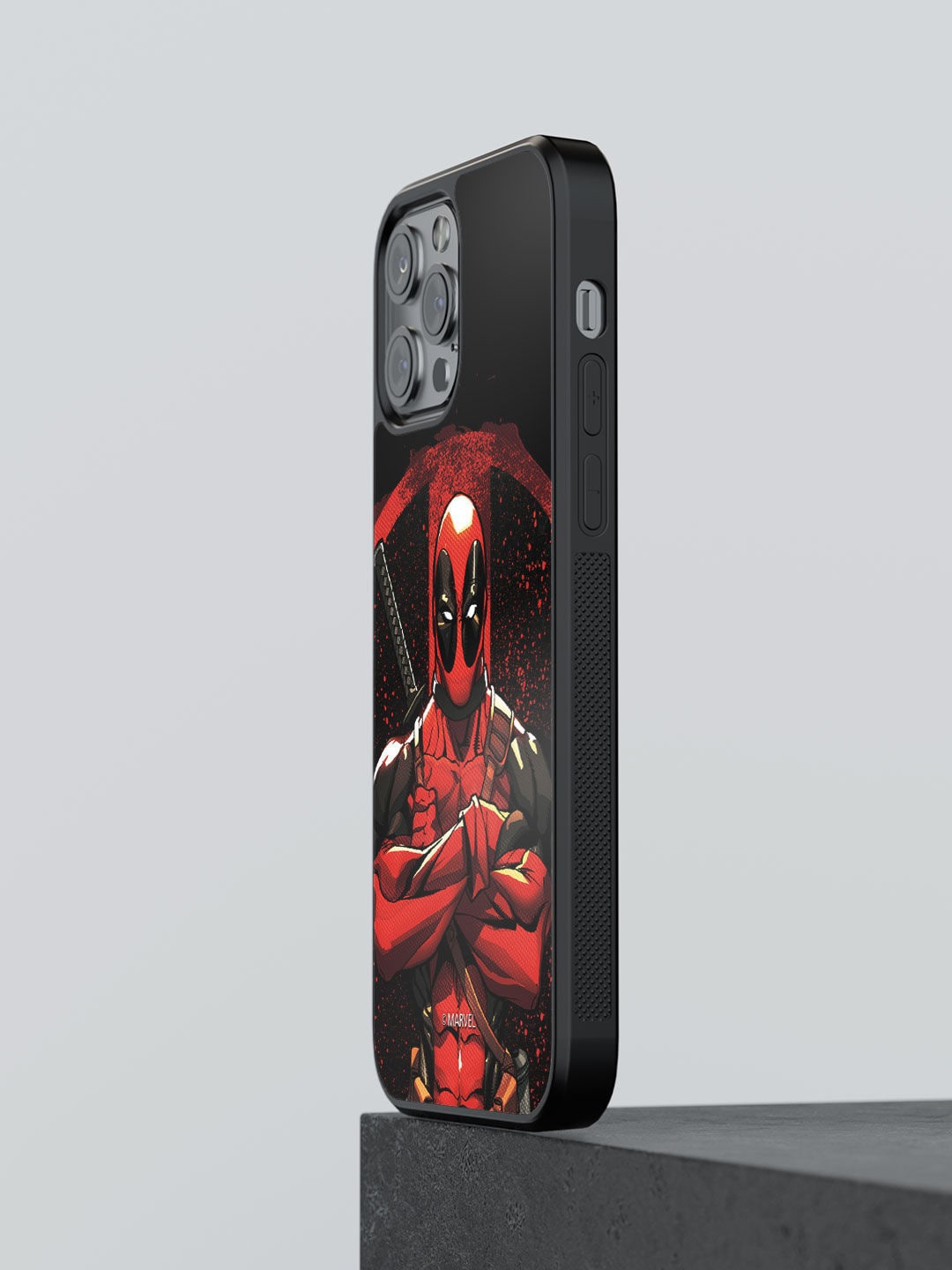 

macmerise Black & Red Deadpool Stance Design iPhone 13 Pro Max Bumper Phone Back Case