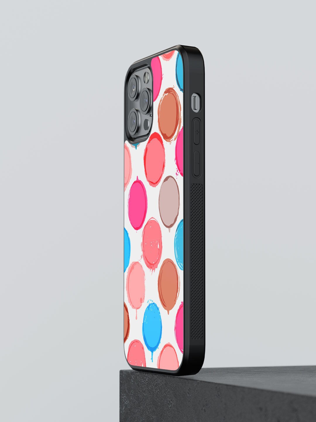 

macmerise Off White & Pink Polka Dot Canvas Printed iPhone 13 Pro Bumper Mobile Phone Case