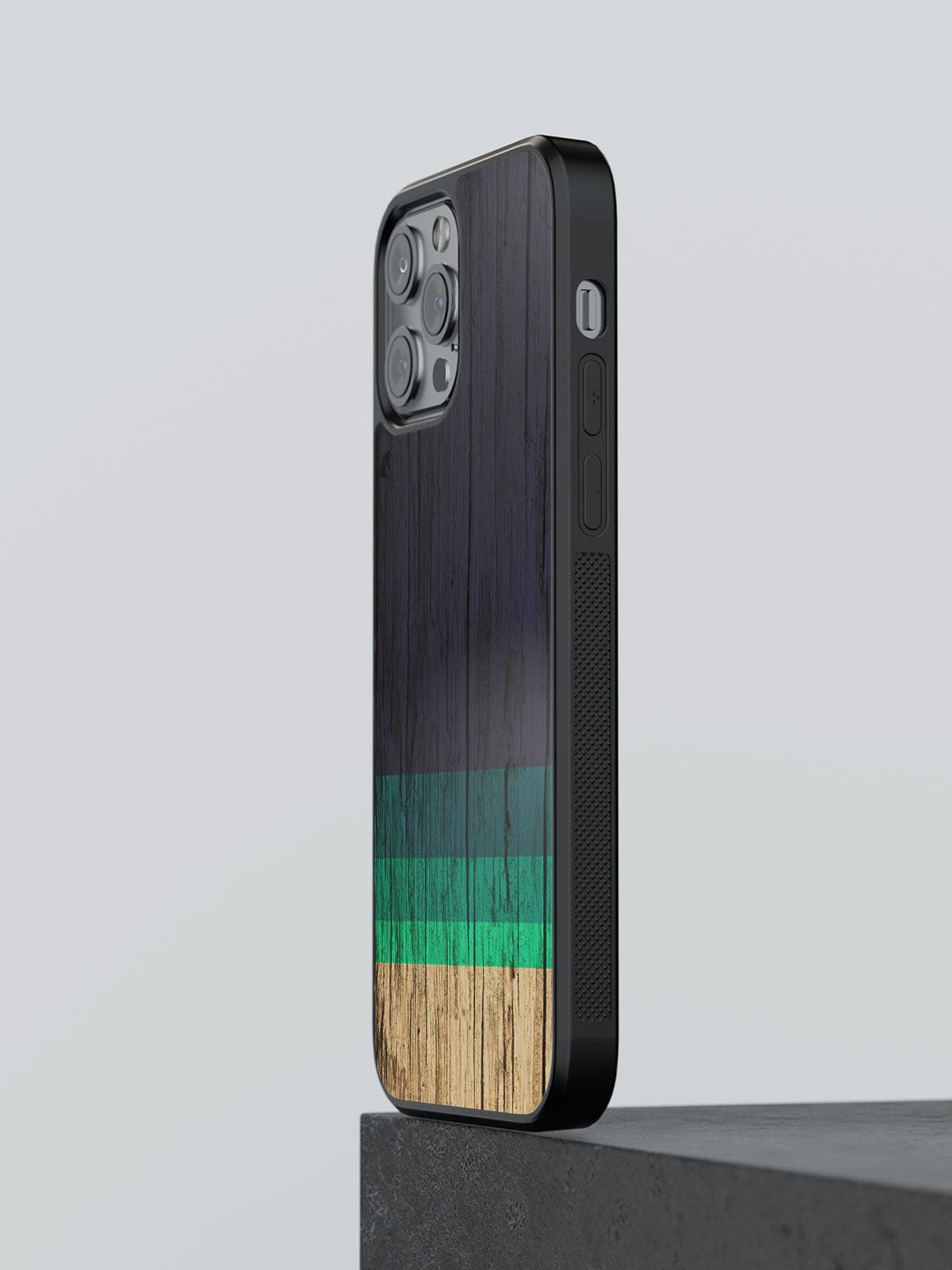 

macmerise Blue & Green Wood Stripes Printed iPhone 13 Pro Bumper Mobile Phone Case