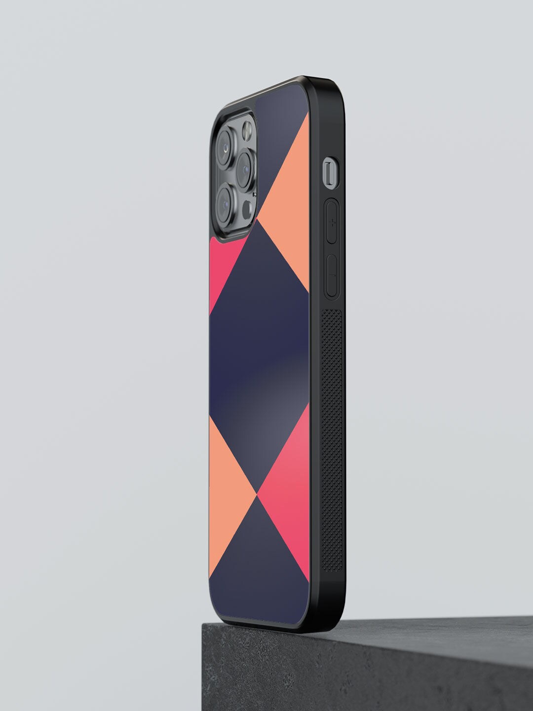 

macmerise Navy Blue Criss Cross Blupink Design iPhone 13 Pro Max Bumper Phone Back Case
