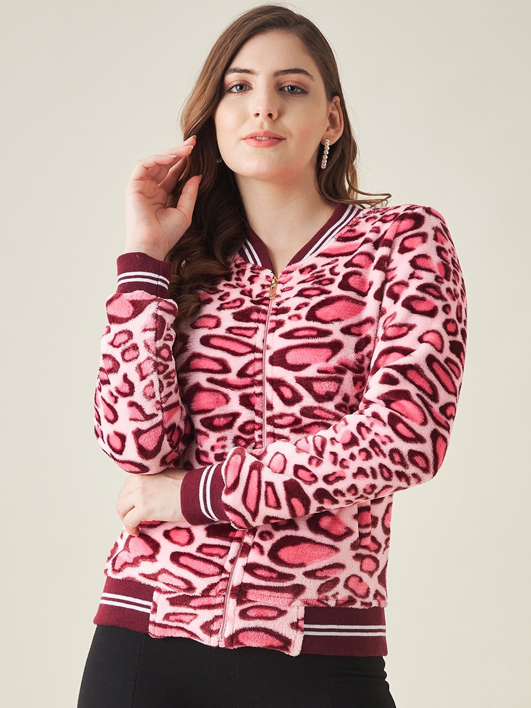 

Modeve Women Pink Lightweight Bomber Jacket