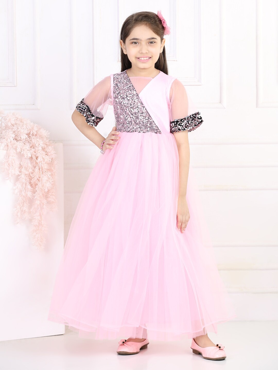 

Toy Balloon Girls Pink Embellished Net Maxi Dress