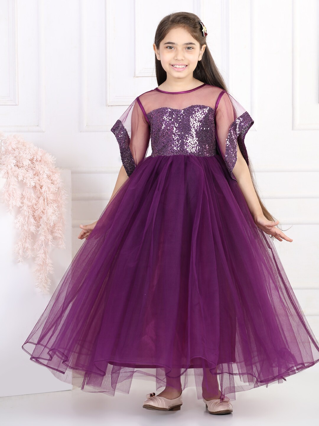 

Toy Balloon Girls Purple Embellished Net Maxi Dress