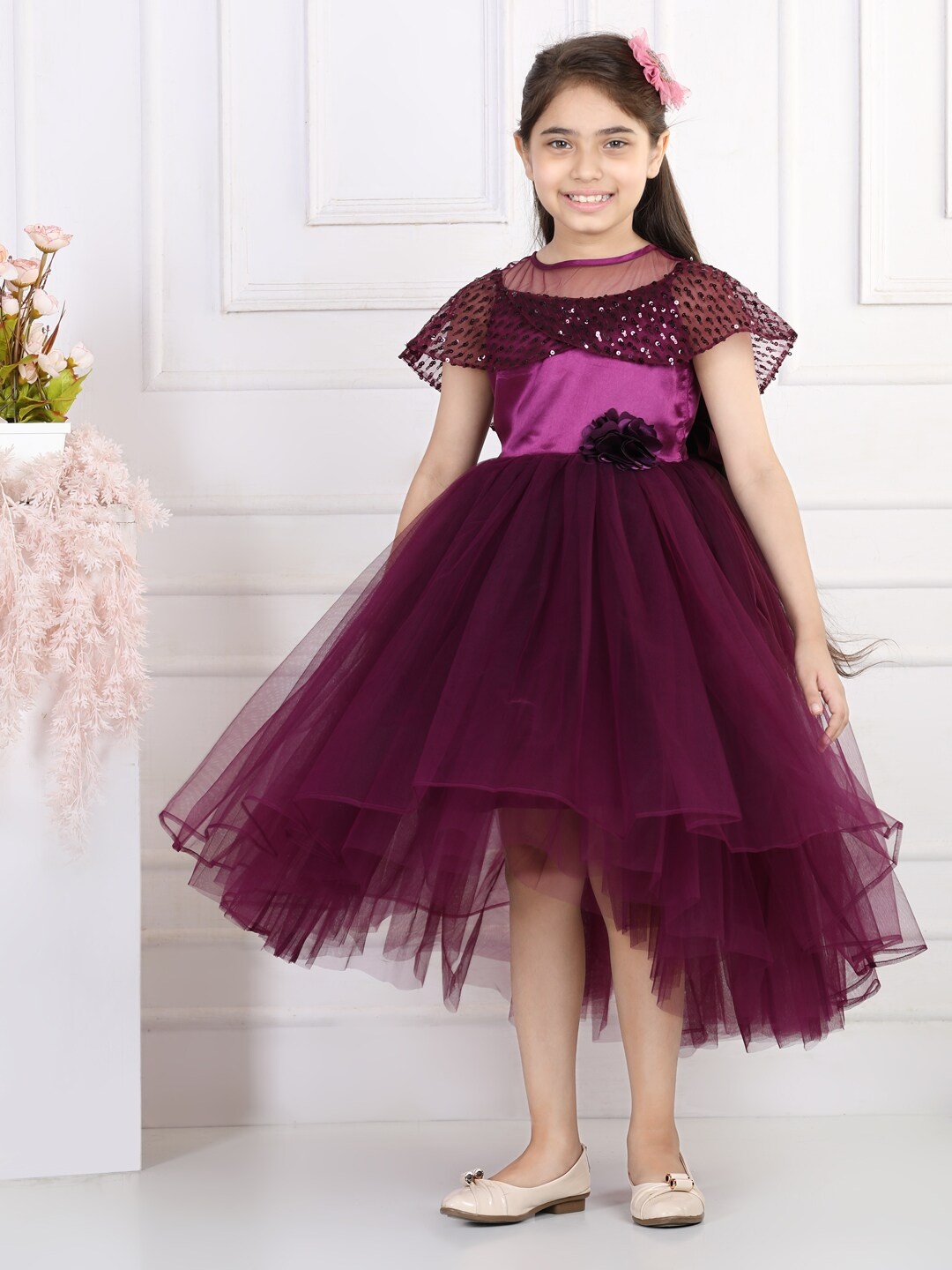 

Toy Balloon kids Purple Embellished Net Maxi Dress