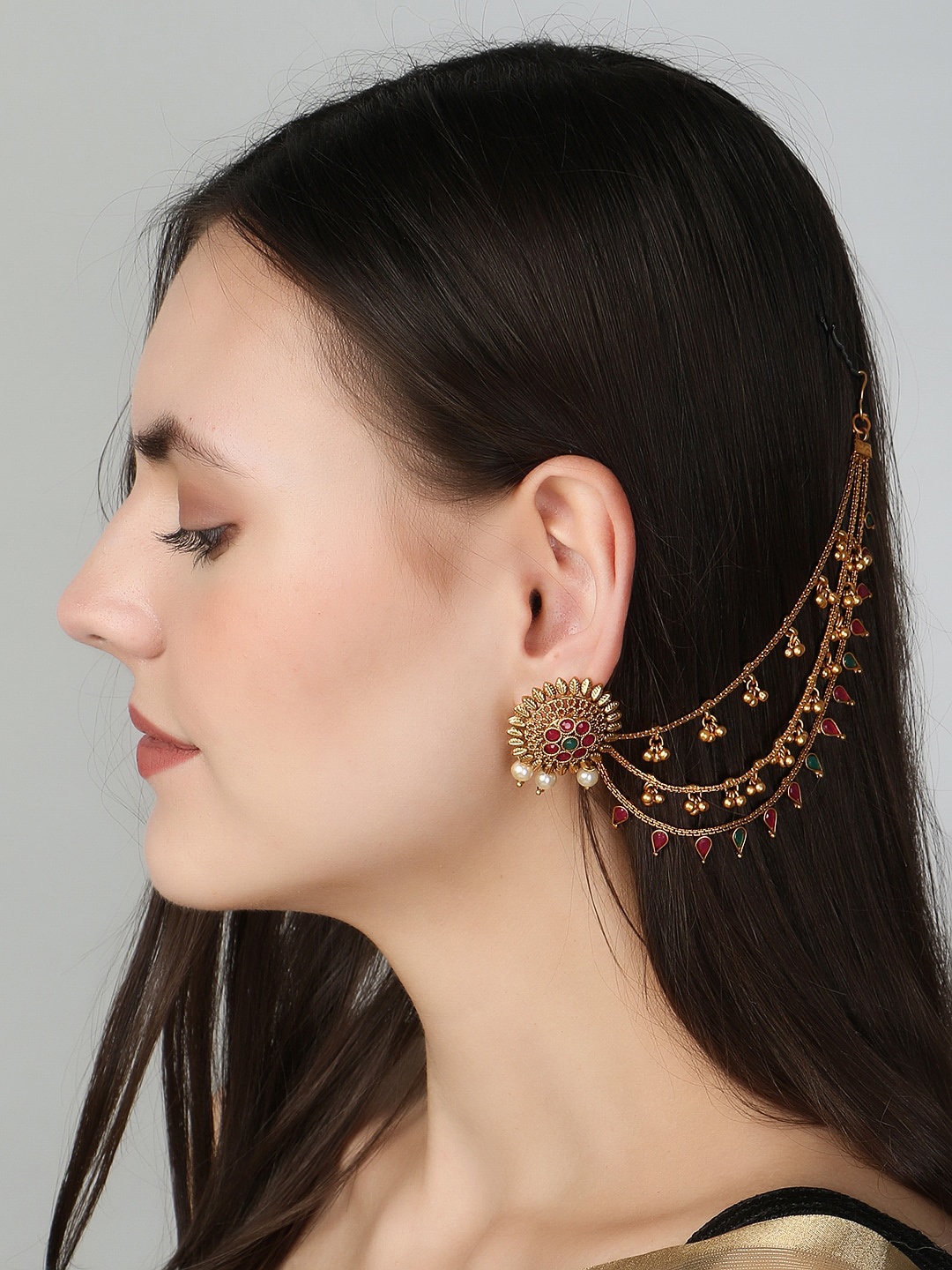 

Adwitiya Collection Women Gold-Toned Classic Earring Chain