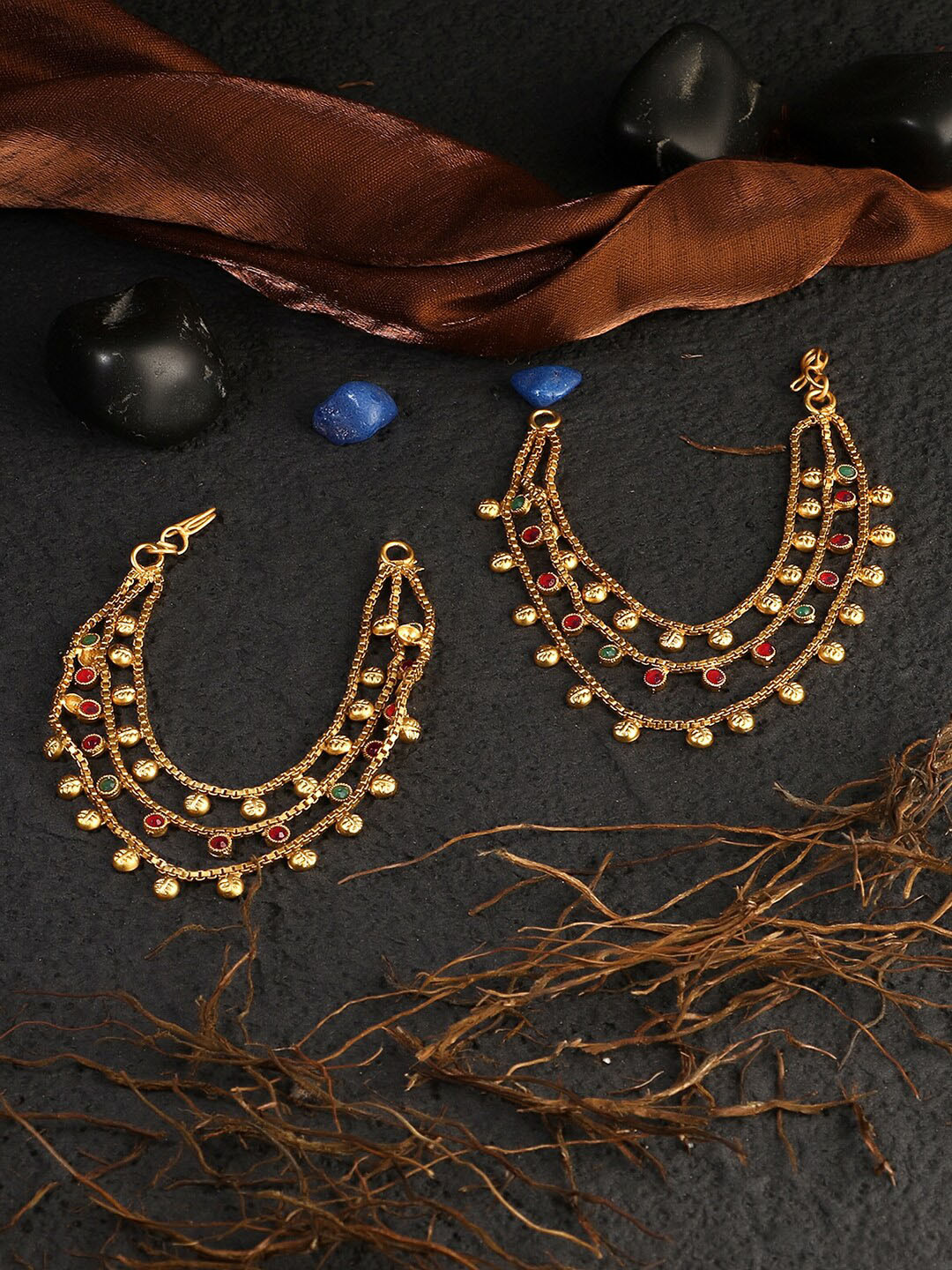 

Adwitiya Collection Women Gold-Plated Classic Drop Earring Chain