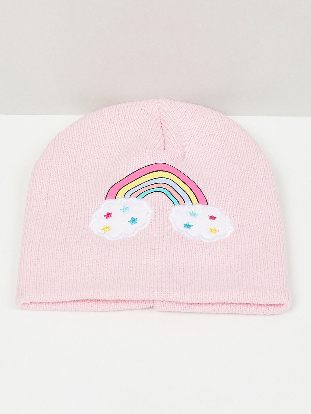 

max Women Pink & Yellow Printed Beanie