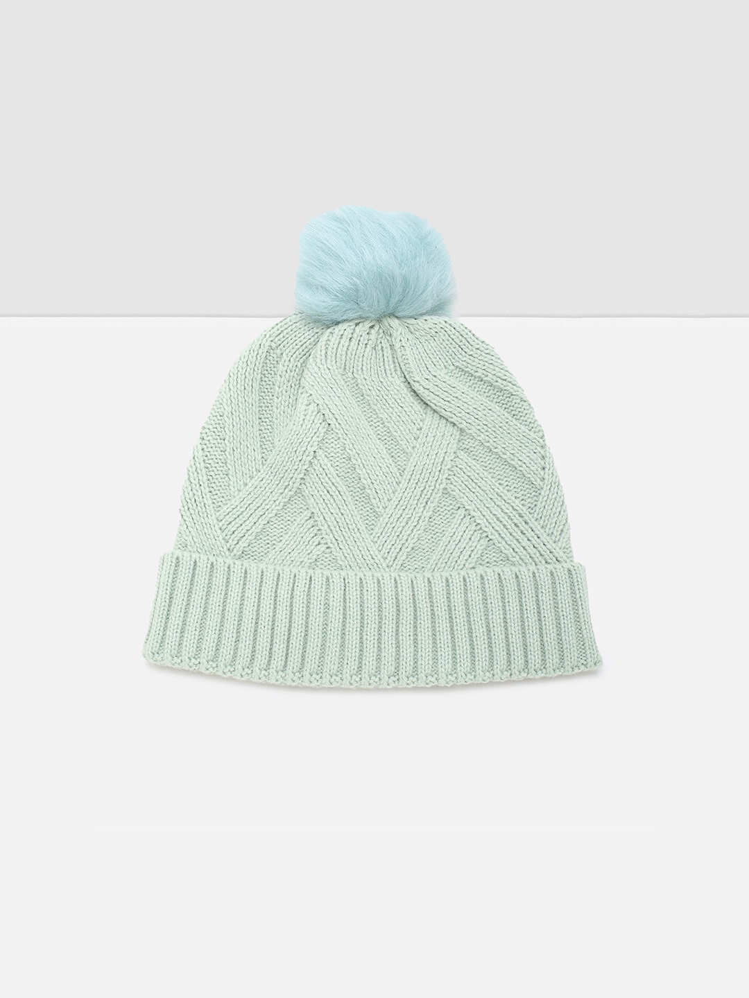 

max Women Self Design Beanie, Sea green