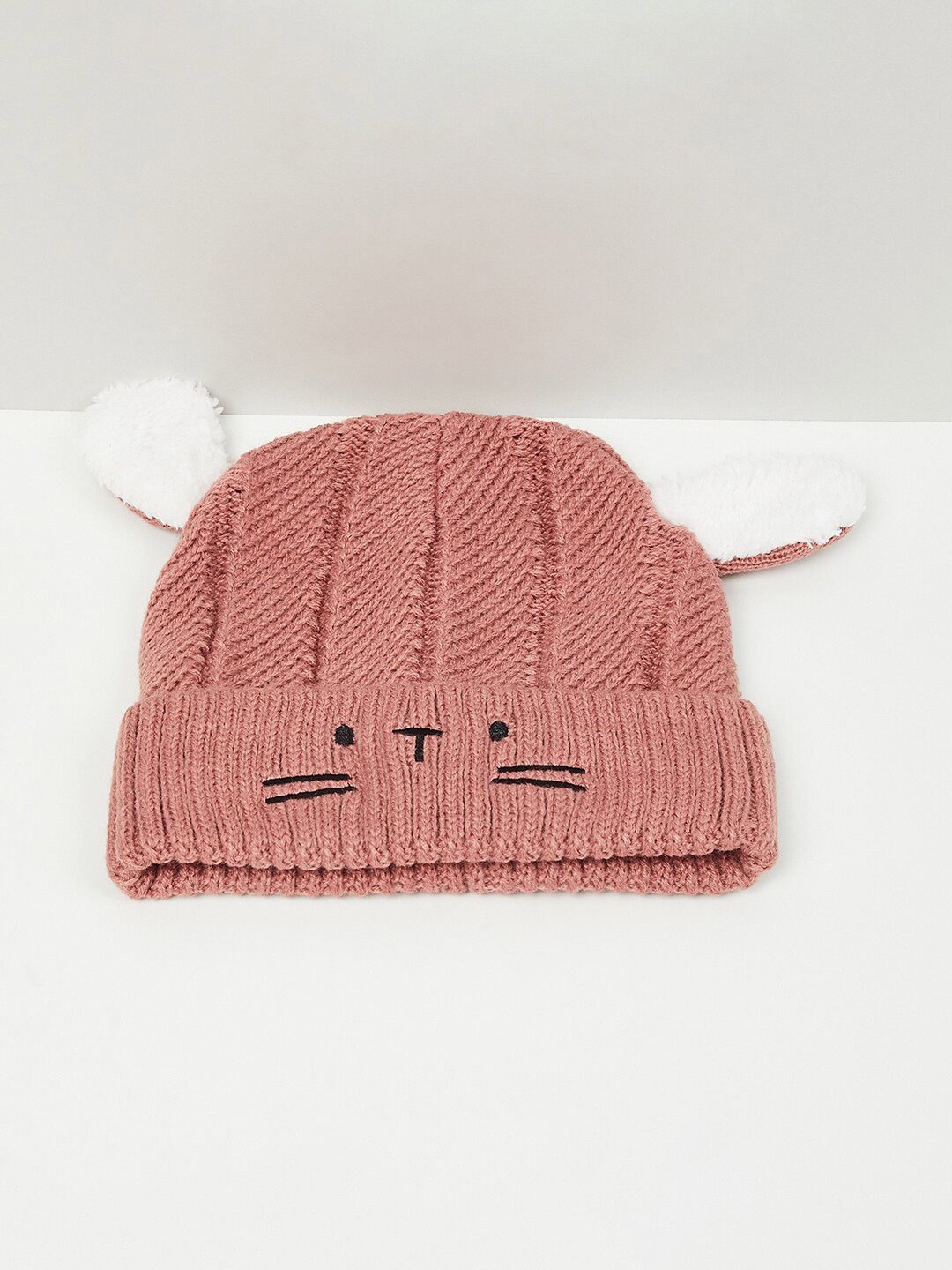 

max Women Peach-Coloured & White Beanie