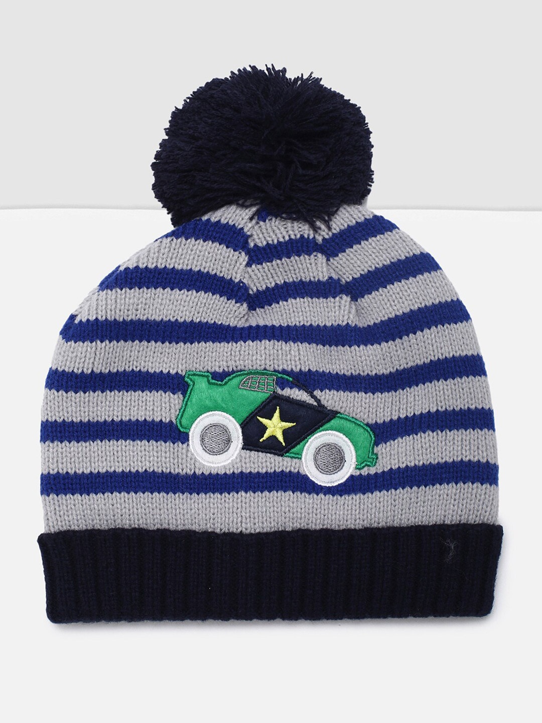 

max Boys Blue & Grey Printed Beanie