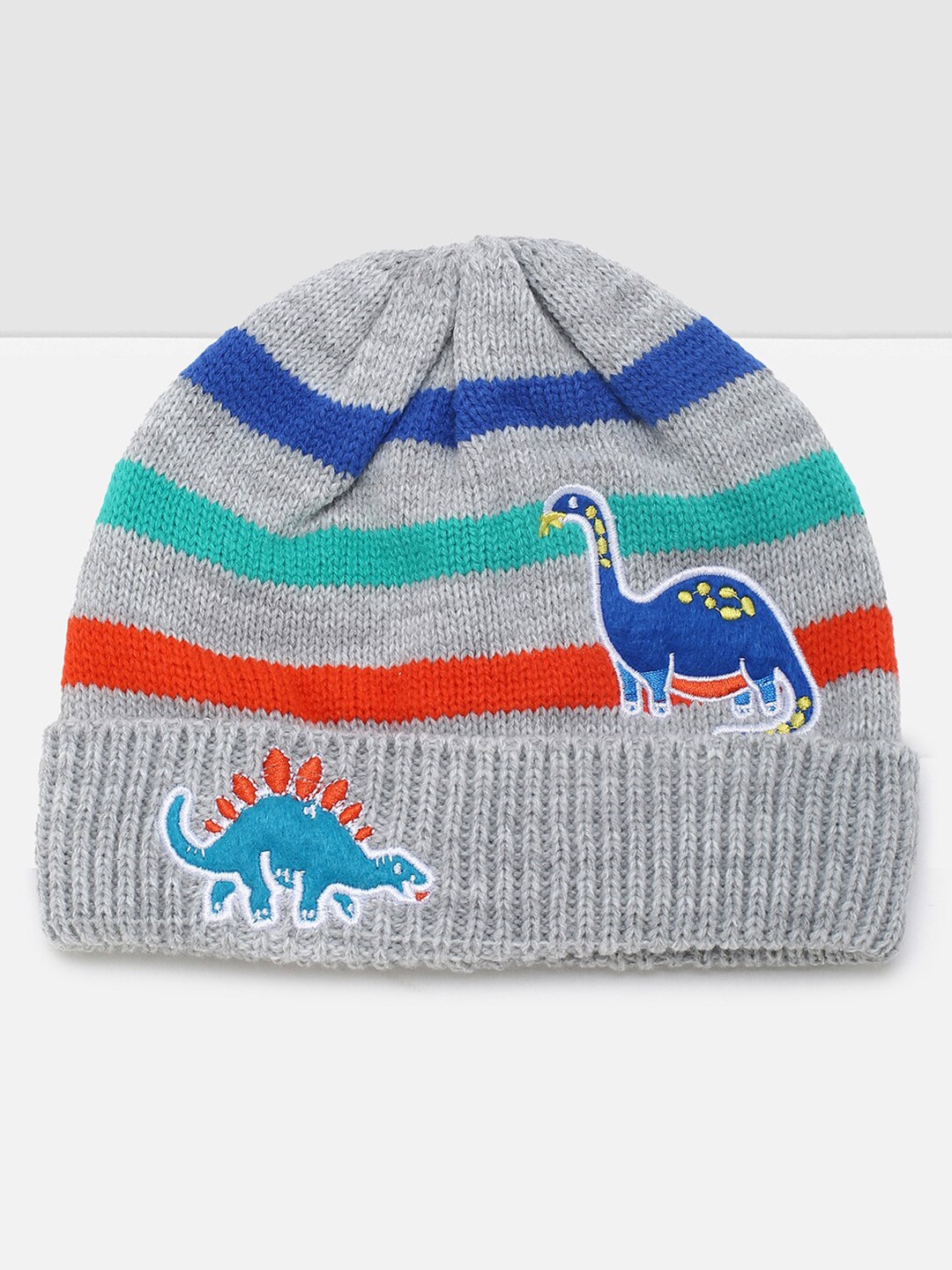 

max Boys Grey & Blue Printed Beanie
