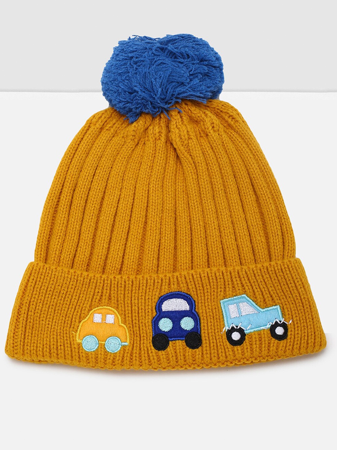 

max Boys Yellow & Blue Printed Beanie