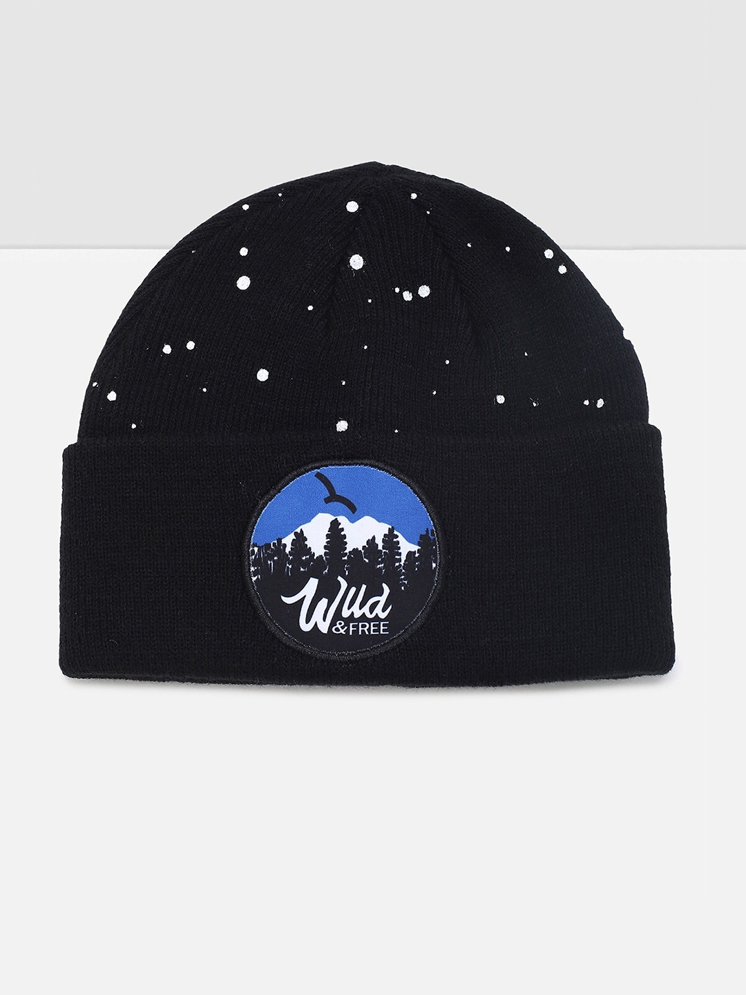 

max Boys Black & White Printed Beanie