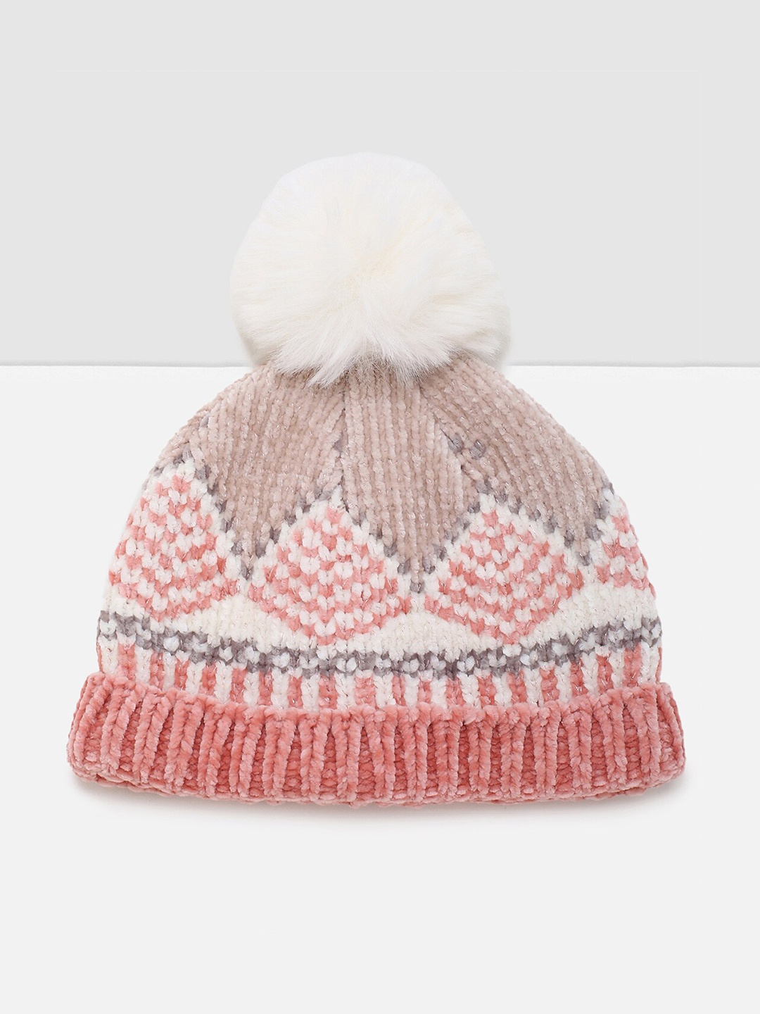 

max Girls Cream & White Acrylic Beanie
