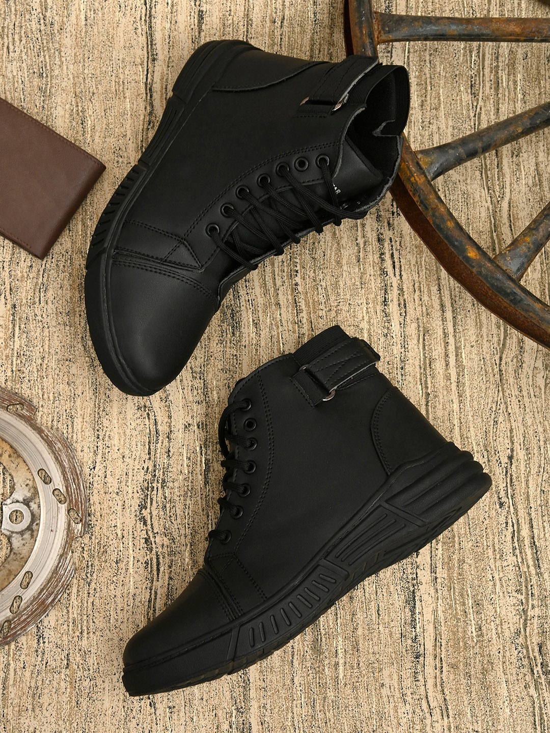 

FOUR STAR TRUCK SALES Men Black Solid Synthetic Regular Boots