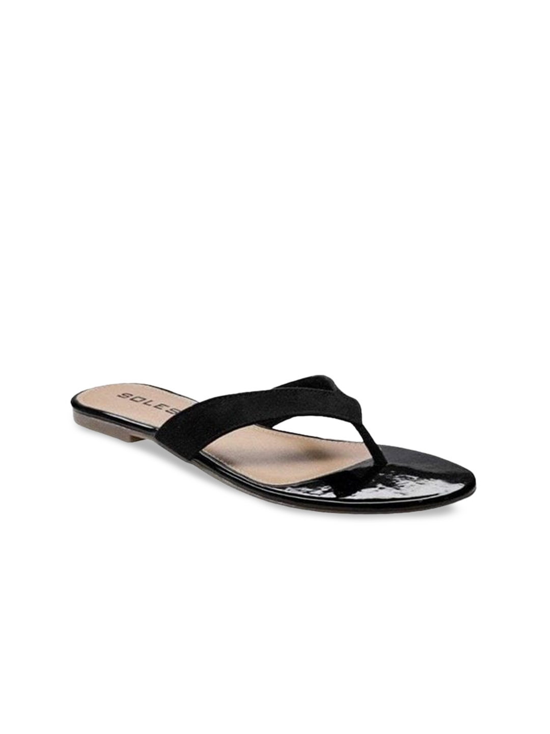 

SOLES Women Black Open Toe Flats