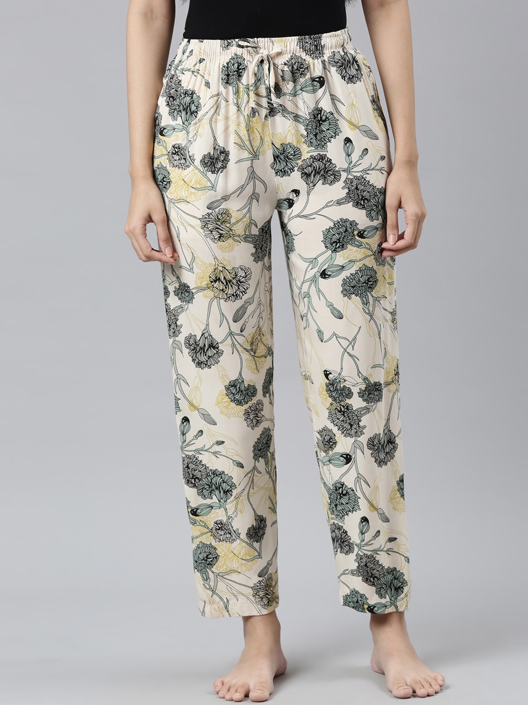 

Go Colors Women White Printed Lounge Pants
