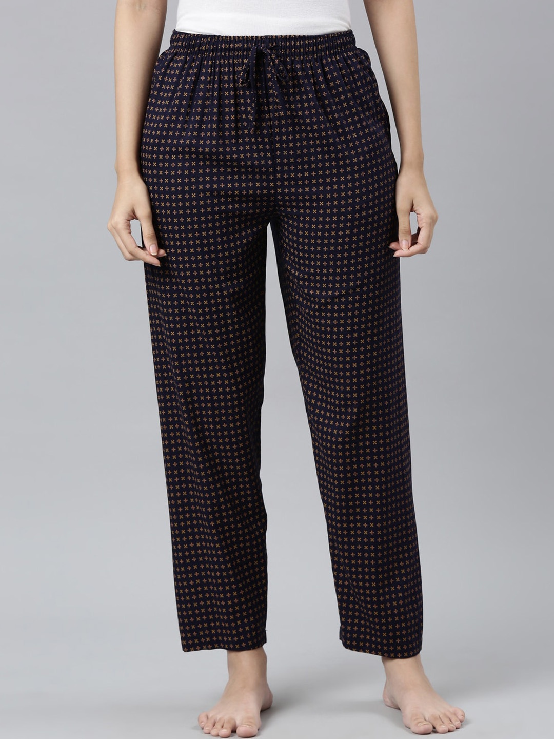 

Go Colors Women Navy Blue Printed Lounge Pants