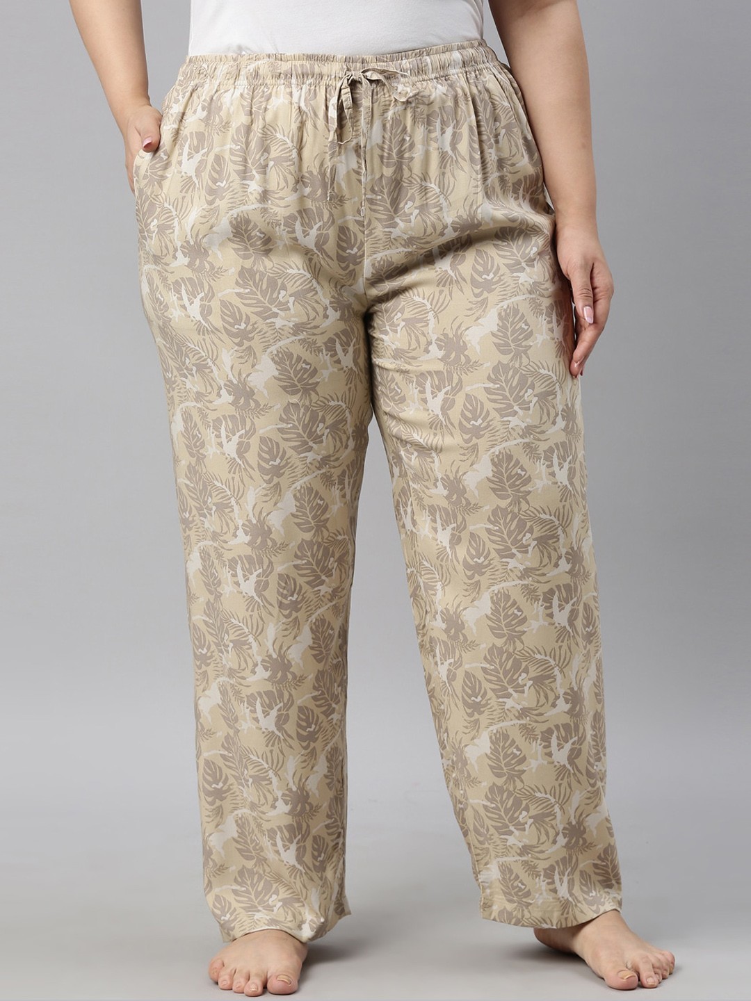 

Go Colors Women Beige Printed Lounge Pants