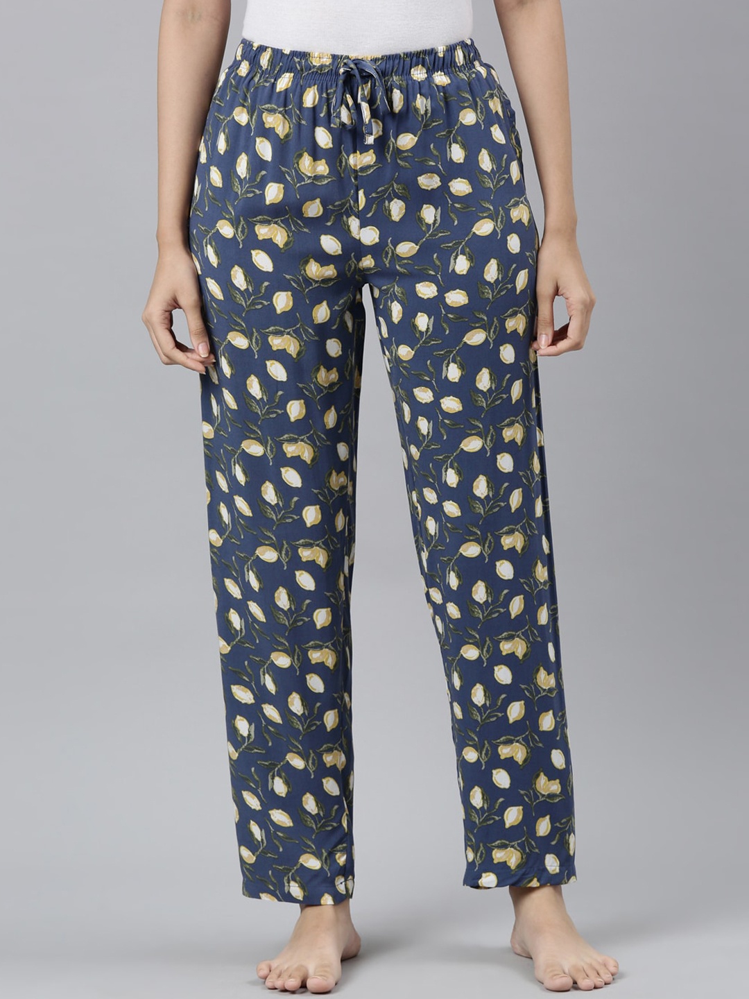 

Go Colors Women Blue Printed Relaxed Fit Lounge Pants