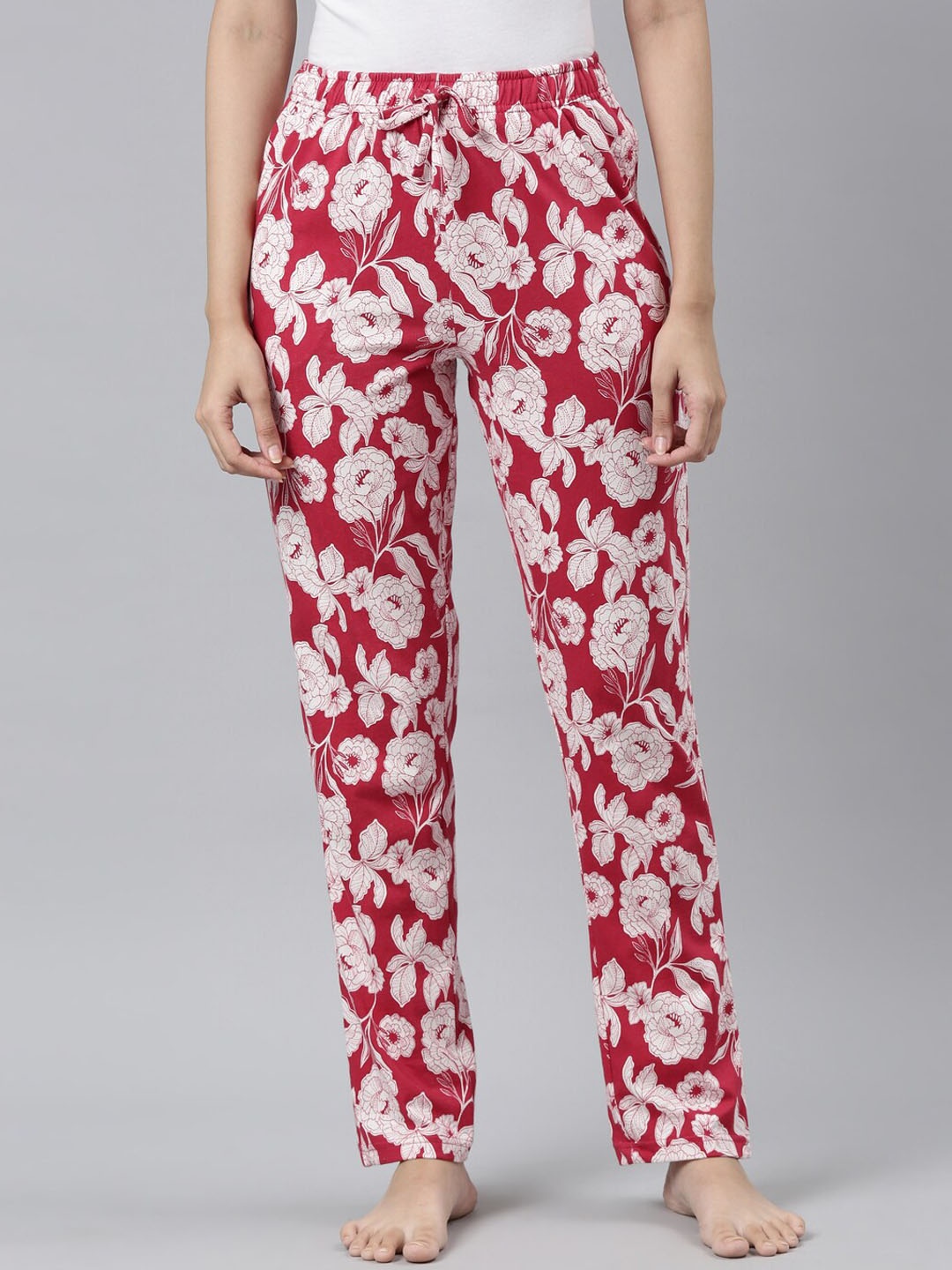 

Go Colors Women Red Printed Cotton Lounge Pants