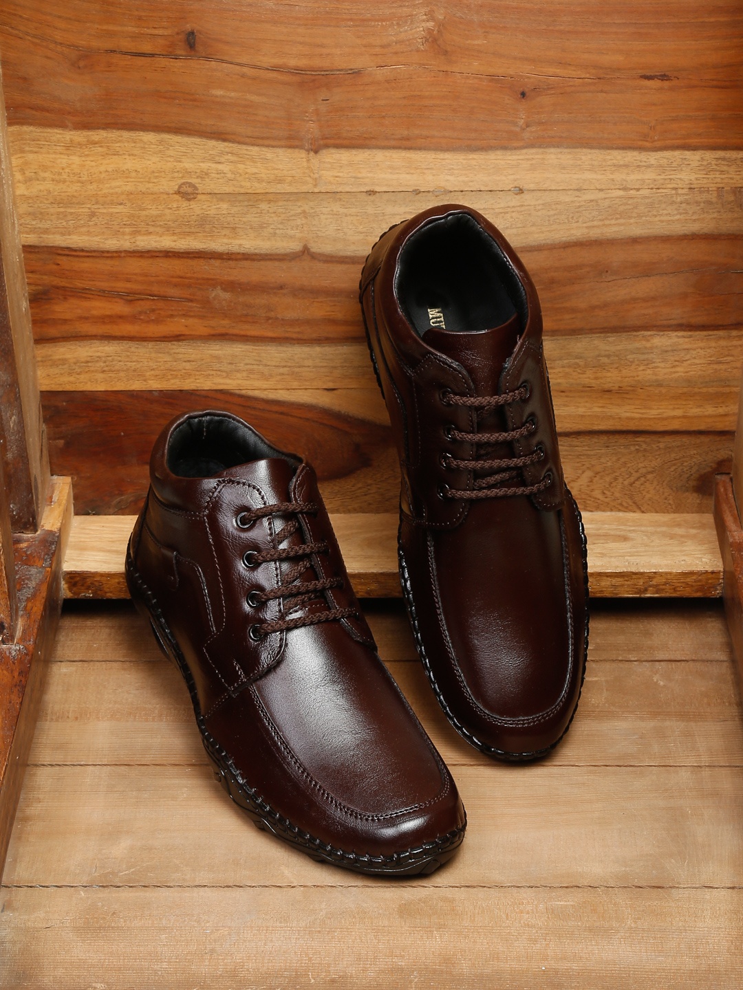 

MUTAQINOTI Men Brown Solid Boots