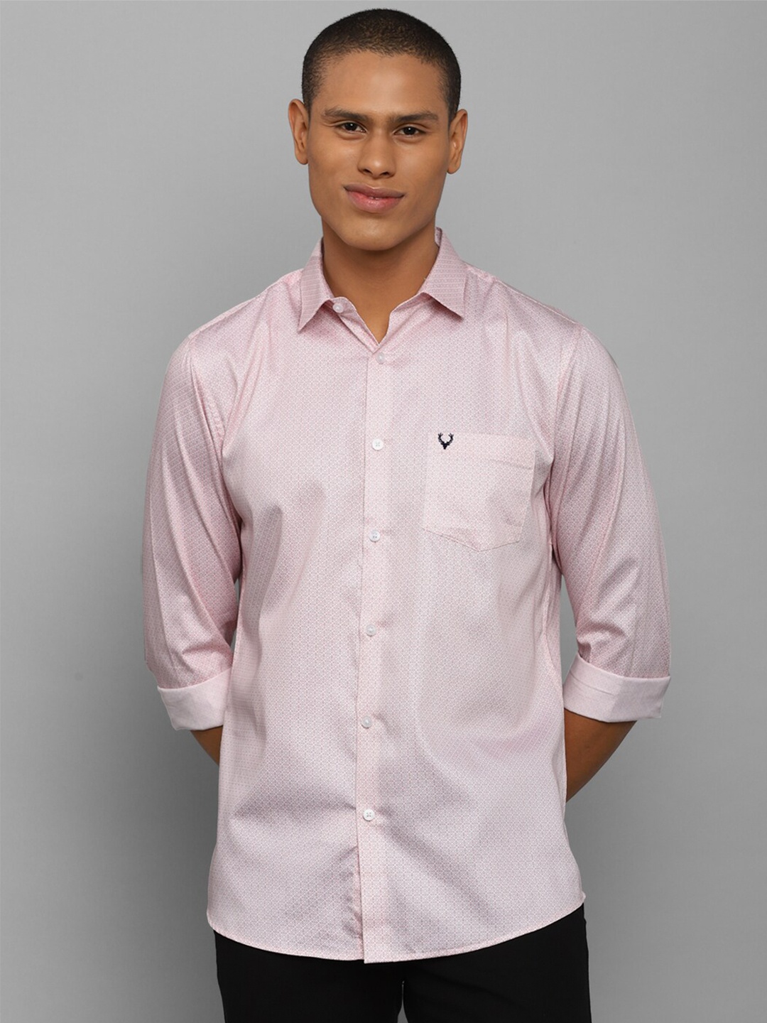 

Allen Solly Men Pink Slim Fit Printed Pure Cotton Casual Shirt