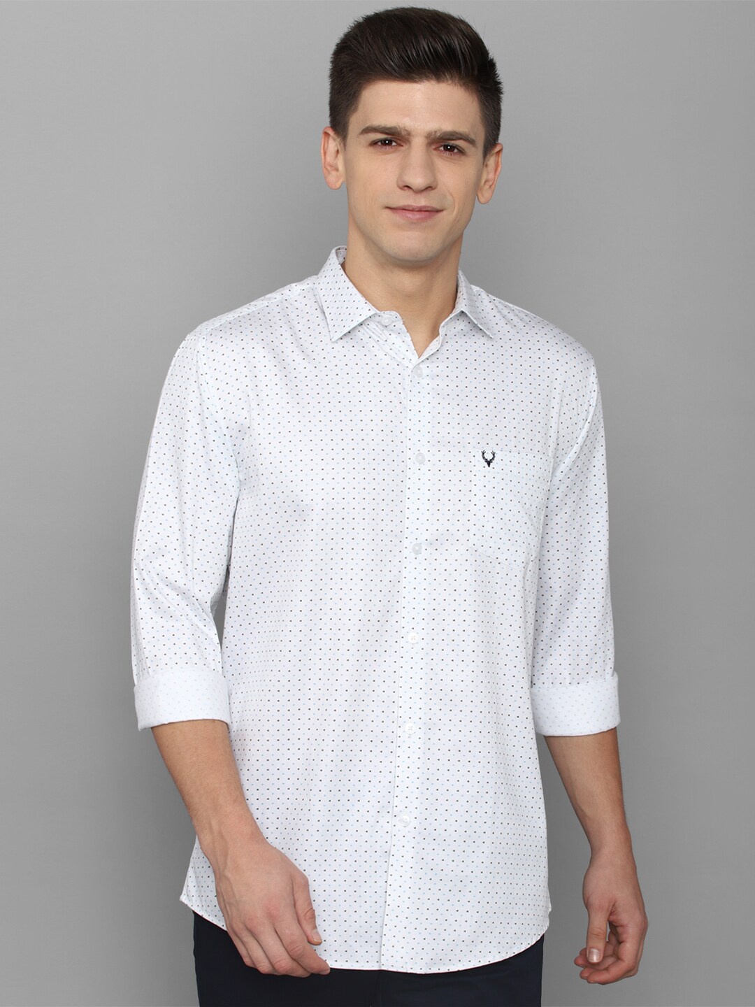 

Allen Solly Men White Slim Fit Printed Pure Cotton Casual Shirt