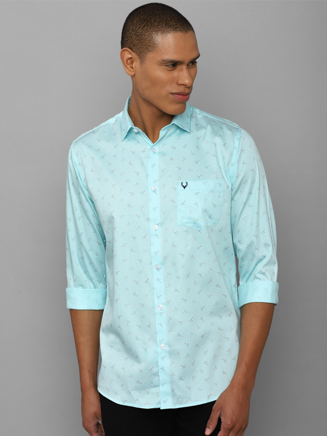 

Allen Solly Men Blue Comfort Slim Fit Floral Printed Cotton Casual Shirt