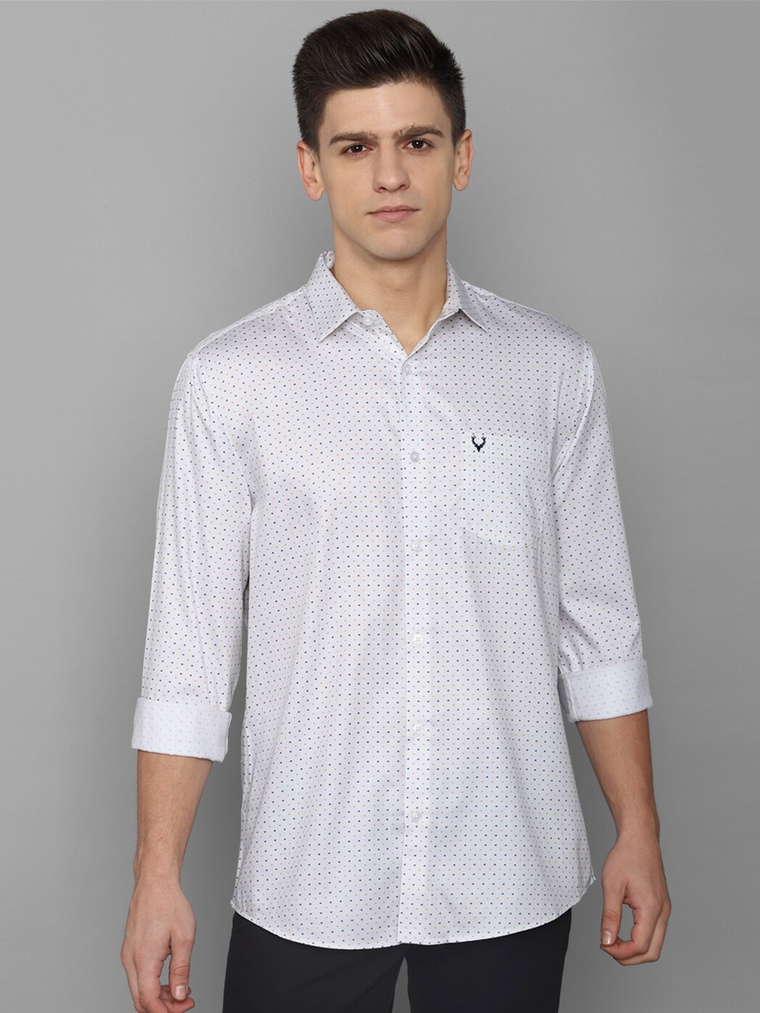

Allen Solly Men White Slim Fit Printed Cotton Casual Shirt