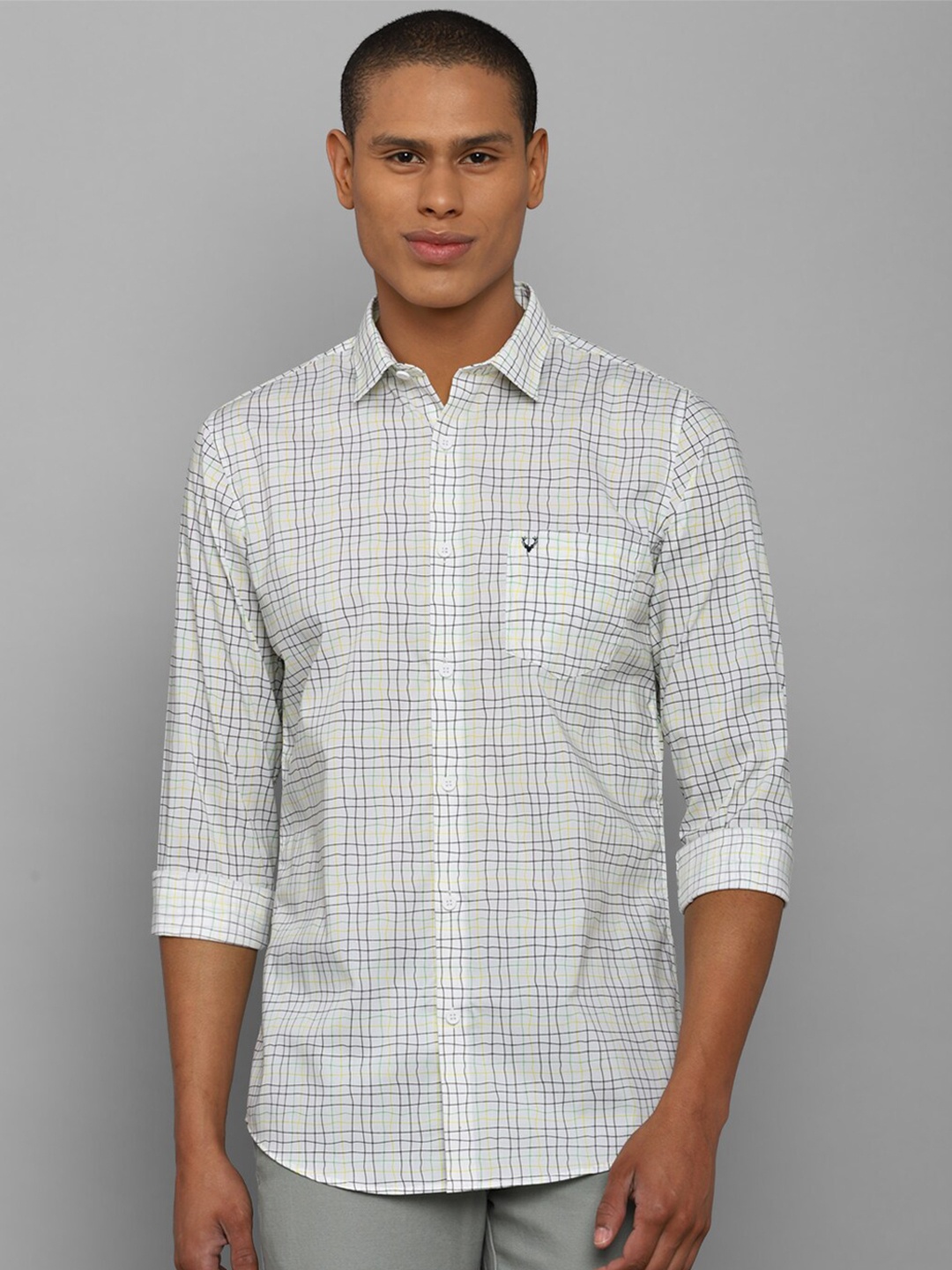 

Allen Solly Men Grey Comfort Slim Fit Checked Casual Shirt