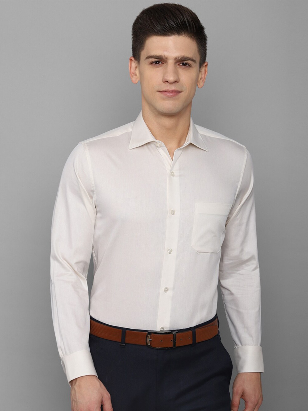 

Allen Solly Men Beige Slim Fit Cotton Formal Shirt