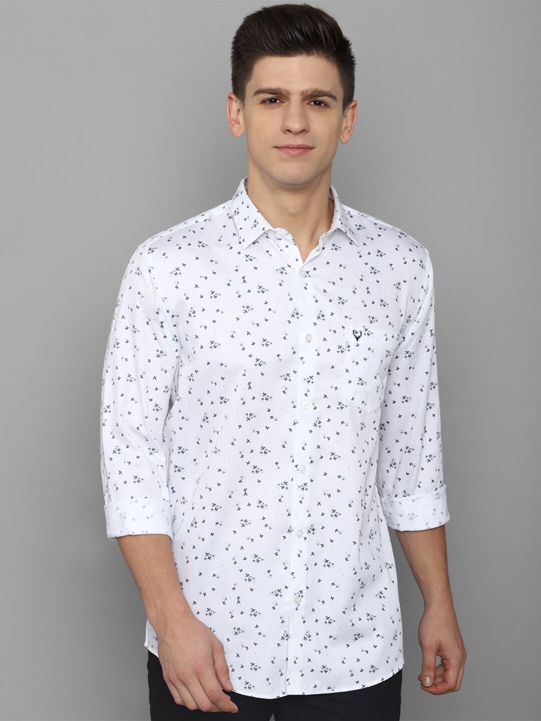

Allen Solly Men White Comfort Slim Fit Floral Printed Cotton Casual Shirt