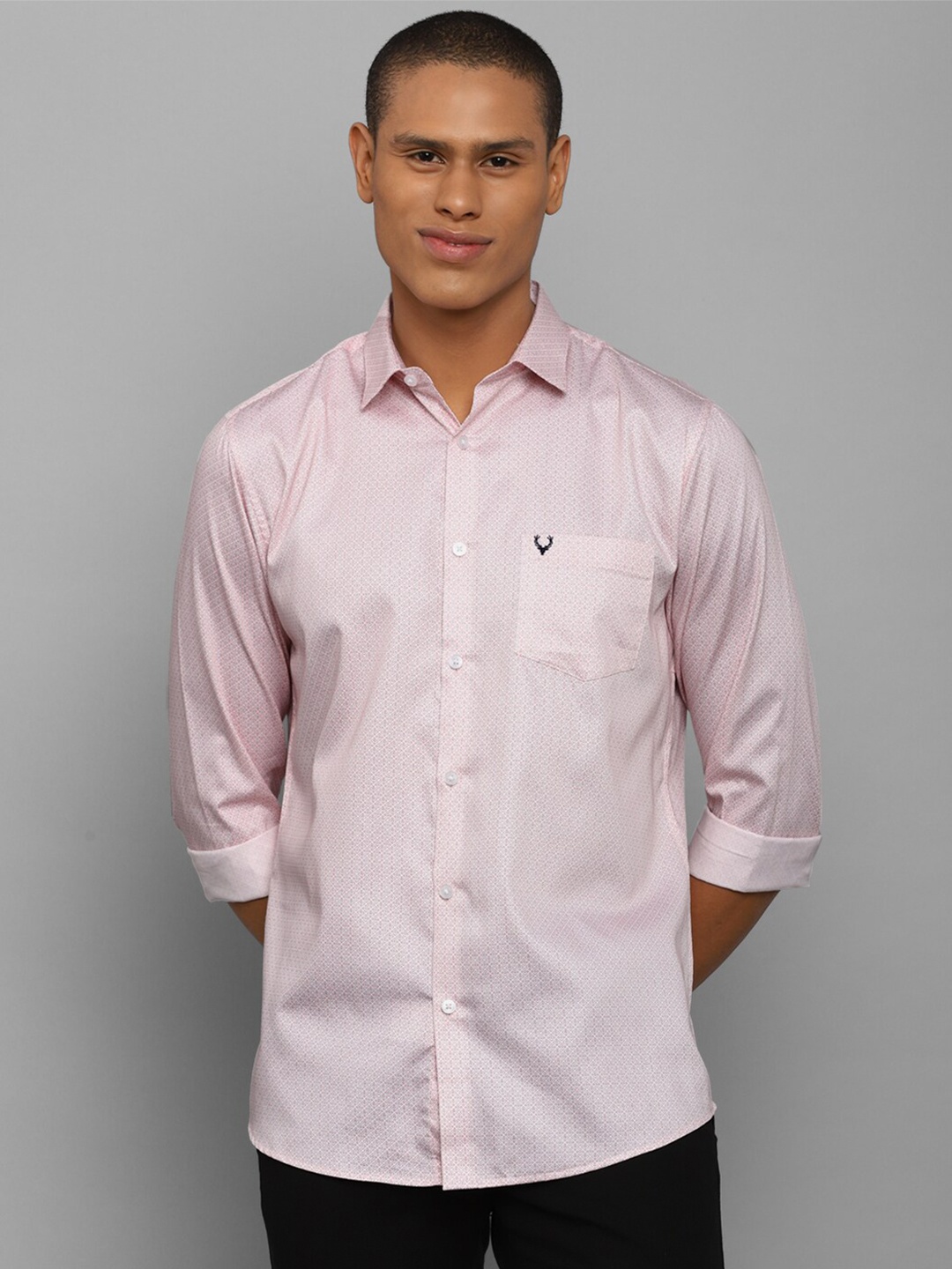 

Allen Solly Men Pink Comfort Slim Fit Printed Cotton Casual Shirt