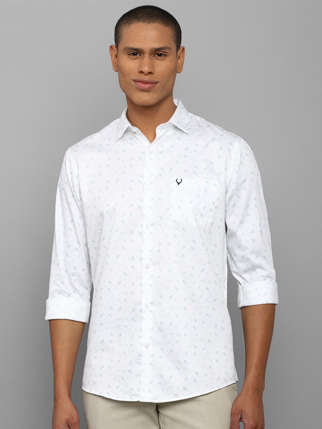 

Allen Solly Men White Comfort Slim Fit Floral Printed Cotton Casual Shirt