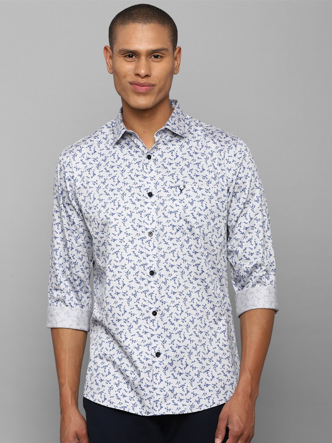 

Allen Solly Men White Comfort Slim Fit Floral Printed Cotton Casual Shirt