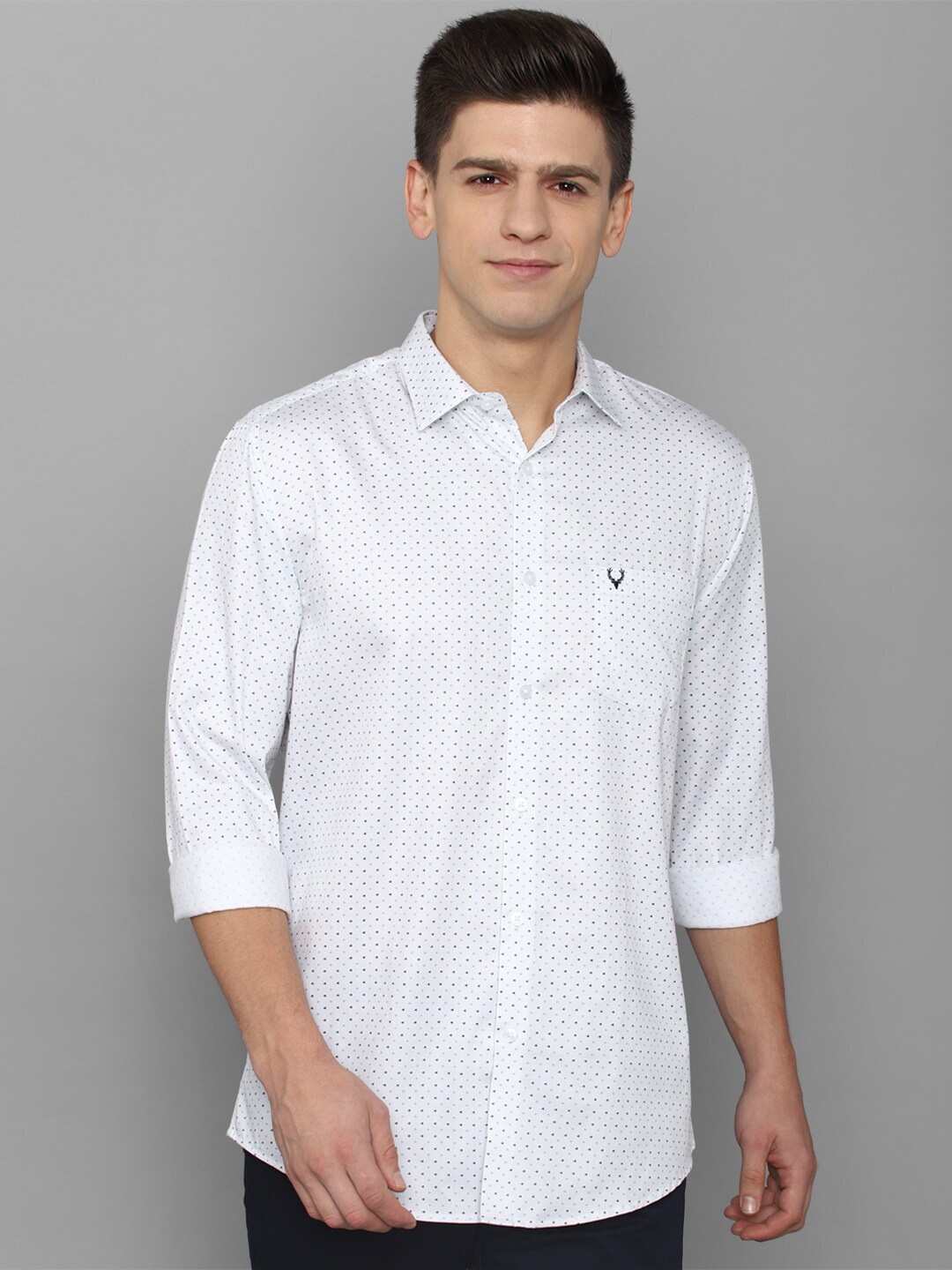 

Allen Solly Men White Comfort Slim Fit Printed Cotton Casual Shirt