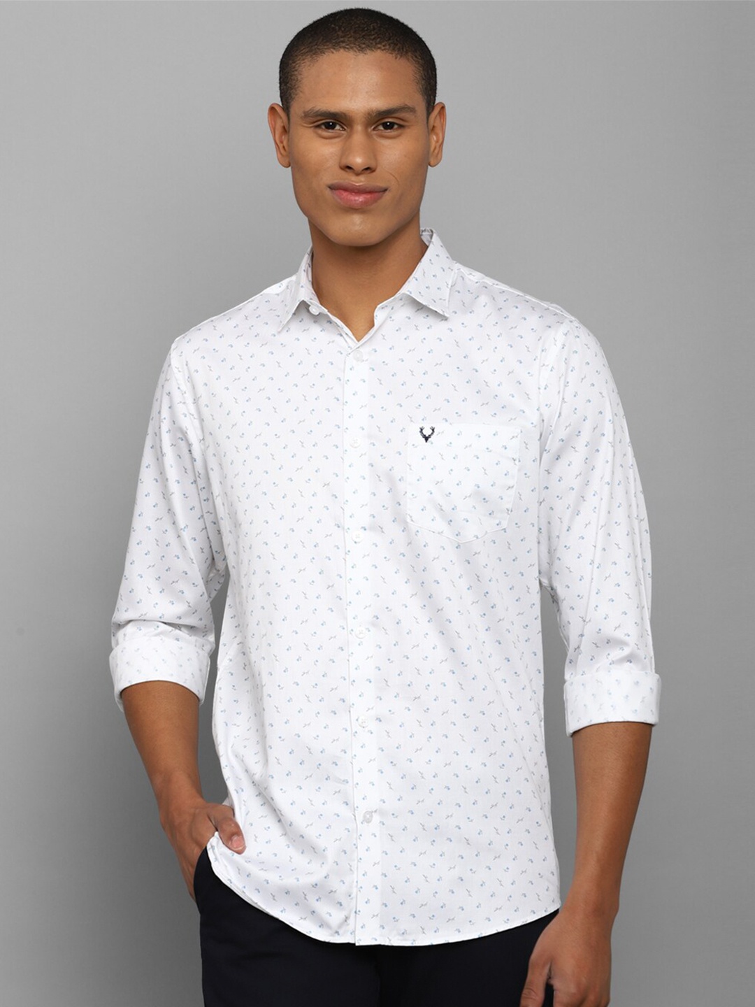 

Allen Solly Men White Comfort Slim Fit Printed Cotton Casual Shirt