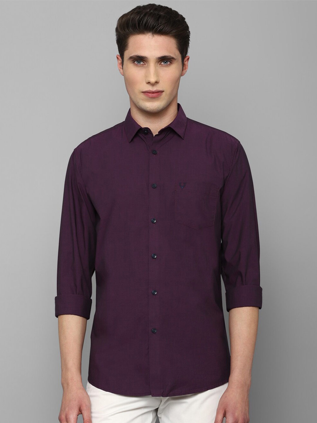 

Allen Solly Men Purple Comfort Slim Fit Cotton Casual Shirt